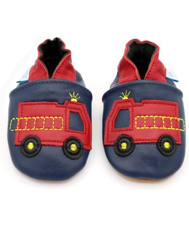 Dotty Fish Soft Leather Baby Shoes | Toddler Boys Non-Slip Suede Soles | Fire Engine Design | 0-6 Months to 4-5 Years - Buy Online on SooperMarket.com