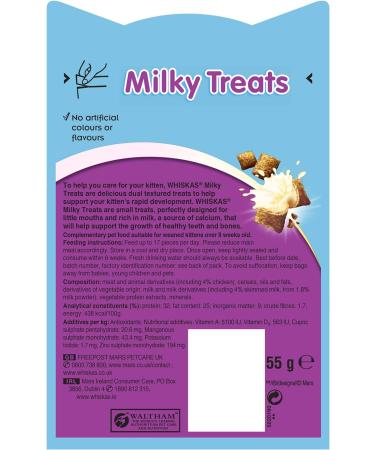 Whiskas 2-12 Month Kitten Milky Treats 55 g (Pack of 8) Milky Treats 55 g (Pack of 8) - Buy Online on SooperMarket.com