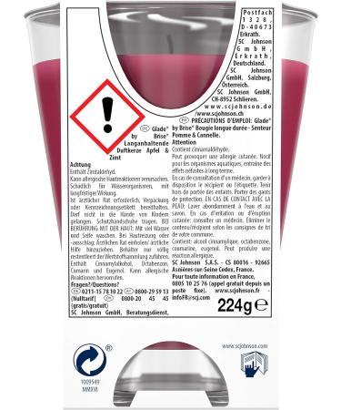 Glade Long-Lasting Scented Candle - Apple & Cinnamon 52 Hours Burn Time 224g - Buy Online Worldwide - Buy Online on SooperMarket.com