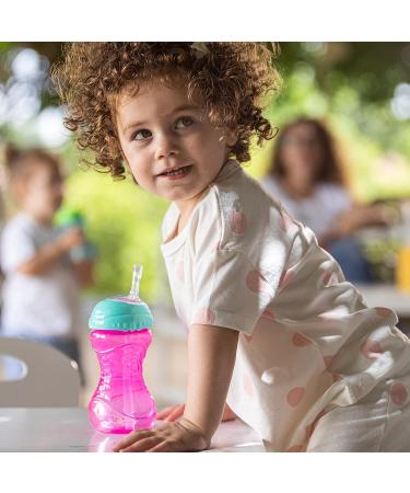 Nuby 3 Piece Girl No-Spill Easy Grip Cup with Flex Straw, 10oz, Clik It Lock Feature - Buy Online on SooperMarket.com