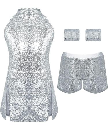 Happy Cherry Girls Sequin Sparkle Hip Hop Dance Outfit - Silver, 6-7 Years - Buy Online on SooperMarket.com