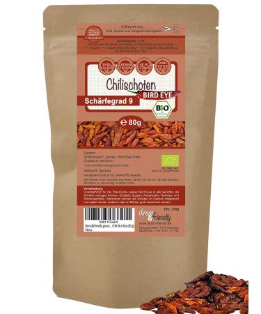 direct&friendly Organic Chili Bird Eye hot dried hot pods (80 g) 80 g (1 pack)