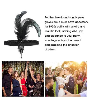 1920s Flapper Headband - Black Feather Headpiece with Rhinestone Bling for Women & Girls | Gatsby Theme Party Hair Accessory - Buy Online on SooperMarket.com