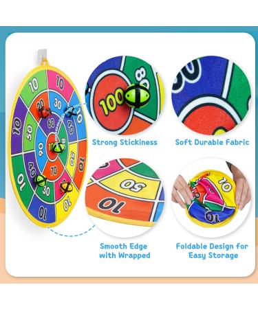 Dioju Dart Board for Kids - Double Sided Dartboard with 12 Sticky Balls | Indoor Outdoor Sport Toys for Boys & Girls | Target Action Game for Ages 3-12 | Perfect Birthday Party Gift - Buy Online on SooperMarket.com