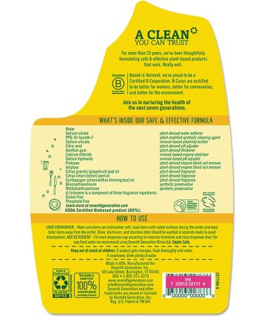 Seventh Generation Automatic Dishwashing Gel Lemon Scent - 42 fl oz | Eco-Friendly & Effective Clean - Buy Online on SooperMarket.com