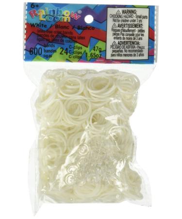 Rainbow Loom Official White Rubber Bands Refill 600 Count + 24 C-Clips