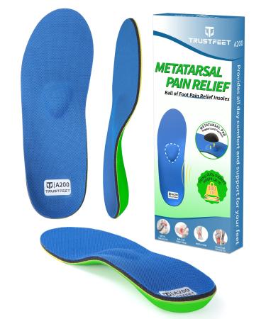 Trustfeet Heavy Duty Support Metatarsal Pain Relief Insoles for Metatarsalgia Morton's Neuroma Ball of Foot Pain Relief Plantar Fasciitis Arch Support Orthotics Shoe Inserts for Man Women-H H(UK 10.5-11)-29.5CM Mixed(blue+green+yellow)shoe Insoles
