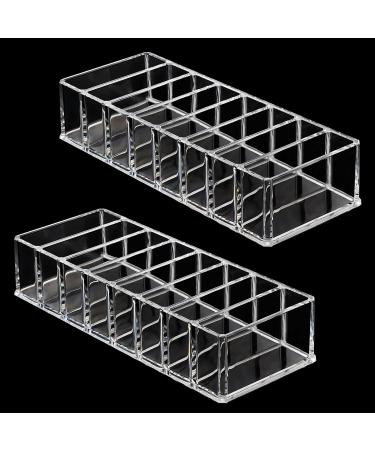 Kurtzy Transparent Acrylic Eyeshadow Makeup Organizer - 2-Piece Set with 8 Compartments for Makeup Storage & Desk Organization (21.5 x 8.5cm) - Buy Online on SooperMarket.com