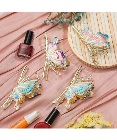 4-Pc Set 4.3 Inch Butterfly Hair Claw Clips - Sparkly Non-Slip Metal Hairpins for Women & Girls - Buy Online on SooperMarket.com