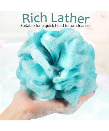 12 Pcs Long Handled Shower Loofah Back Scrubber Set for Men and Women - Exfoliating and Cleaning Bath Body Brush and Sponge Poufs - Buy Online on SooperMarket.com