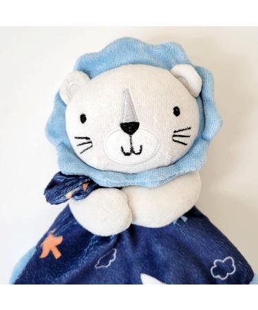Bubby Boo Blue Lion Stuffed Animal Security Blanket with Rattle Head - Soft Snuggle Toy for Baby Gift - Soothing Plush Lovey - Buy Online on SooperMarket.com