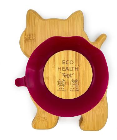 Eco Health Kitten Bamboo Baby Plate - Non-Toxic Suction Cup Toddler Plate - Ideal for Baby Weaning - Hot Pink - Buy Online on SooperMarket.com