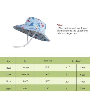 LANGZHEN Baby Girls Beach Sun Hat with Chin Strap - Light Blue, 6-12 Months - Buy Online on SooperMarket.com