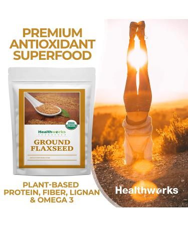 Healthworks Flax Seed Ground Powder- 32 Ounces - Raw Organic Superfood for Protein, Fiber, Omega 3 & Lignan - Ideal for Smoothies, Coffee, Shakes & Oatmeal - Buy Online on SooperMarket.com