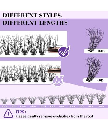 Lash Clusters Individual Lashes 260 PCS 30D 40D 13mm 3D Natural Wispy Effect - DIY Fluffy Eyelash Extensions at Home | 280PCS 3D Fluffy 30D 13mm - Buy Online on SooperMarket.com