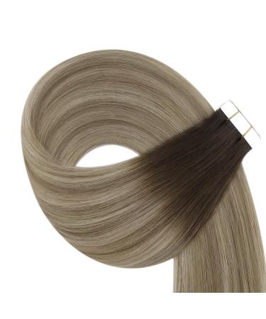 Youngsee Tape Extensions - Real Hair Balayage 30 cm | 20pcs Brown Ombre Blond Light Brown Hair Extensions - Buy Online on SooperMarket.com