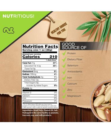 Roasted & Salted Brazil Nuts (32oz) - Fresh Bulk Whole Nuts in Resealable Bag - Healthy Protein Snack, Natural, Keto-Friendly, Vegan, Kosher - Buy Online on SooperMarket.com