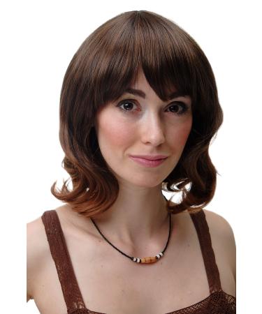 WIG ME UP 2384-2T30 ladies wig short wavy dark brown streaked curved reddish brown tips