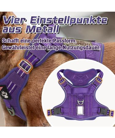 Rabbitgoo Adjustable Dog Harness for Medium Dogs - Durable Tactical Wear-Resistant with Metal Buckles & Handles - Perfect for Hiking (Purple M) - Buy Online on SooperMarket.com