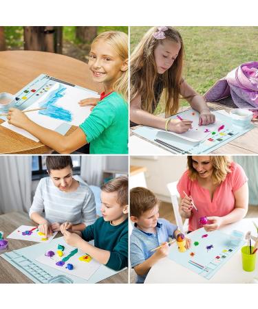 Silicone Art Mat with Cup - Painting, Resin Casting, and Crafts - Artist Mat with Pen Holders for Kids - Clay, DIY Creations, Play Doh - Blue - Buy Online on SooperMarket.com