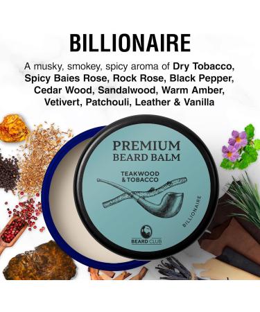 Beard Club Billionaire Beard Balm: Premium Conditioner for Men - Natural & Organic Softener, Shaping, Styling - Prevents Itching, Flaking - Butter Wax - Buy Online on SooperMarket.com