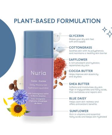 Nuria Calm Daily Moisturizer 30mL | Fragrance-Free Face Moisturizer for Sensitive Skin | Cotton Grass & Shea Butter Formula - Shop Worldwide - Buy Online on SooperMarket.com