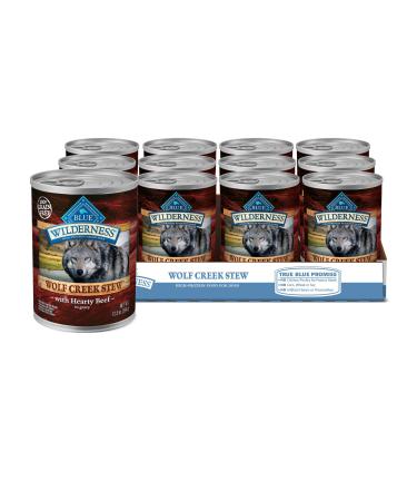 Blue Buffalo Wilderness Wolf Creek Stew High Protein, Natural Wet Dog Food, 12.5-oz cans (Pack of 12) Beef Stew 12.5 Ounce (Pack of 12)