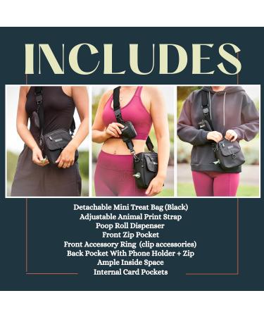 Purrfects Dog Walking Bag Crossbody | Black Waterproof Dog Treat Pouch with Poop Bag Dispenser - Durable & Convenient for Training - Buy Online on SooperMarket.com