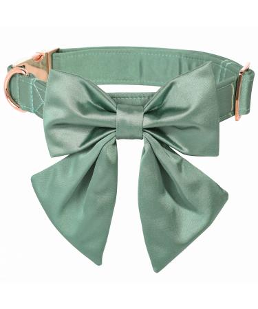 Lionet paws dog collar fly - comfortable silk dog collar with removable fly for small dogs neck 25-40cm s collar & fly (1 pack) grassy