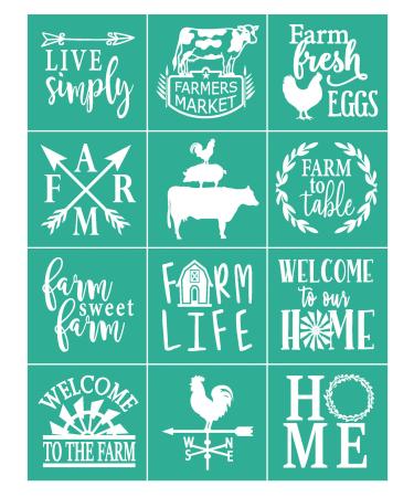 BOOLOOEN Silk Screen Stencils Mesh Stencils Reusable Self Adhesive Screen Stencil 8.5 * 11inch farm life