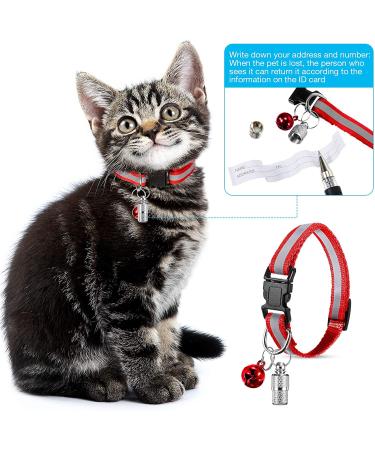 18 Piece Reflective Cat Collars with Bell and Safety Buckles | Durable Nylon Adjustable Collars with 6 Weatherproof ID Tags for Kittens and Puppies - Buy Online on SooperMarket.com