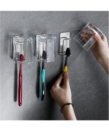 Funincrea 2 Pack Toothbrush Holder - 2-in-1 Wall-Mounted Self-Adhesive Rack for Toothbrushes & Cups (Black) - No Drilling Required | Durable Bathroom Organizer - Buy Online on SooperMarket.com