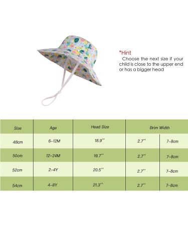 LANGZHEN Baby Girls Beach Sun Hat with Chin Strap | Toddler Kids Wide Brim Play Hat | Flamingo-Leaves Design | 1-2 Years - Buy Online on SooperMarket.com
