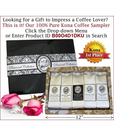 Platinum Collection: 5 Kona Blend Coffee Roasts Gift Sampler for Mother's Day, Father's Day, Birthdays - Ground Coffee, Brews 60 Cups - Buy Online on SooperMarket.com