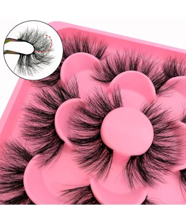 Fluffy Faux Mink Wispy False Eyelashes - 20MM Long Dramatic Lashes for Thick Volume and Big Eyes - Pack of 5 Pairs (Style 5-06) - Buy Online on SooperMarket.com