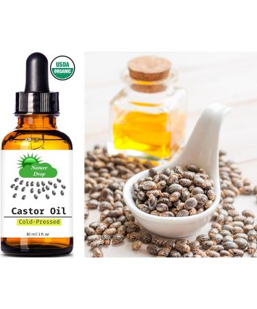 Nature Drops Organic Castor Oil - 100% Pure Cold Pressed USDA Certified for Hair Eyelashes & Skin | Triple Filtered & Hexane Free - Buy Online on SooperMarket.com