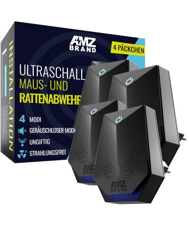 AMZ Brand Ultrasound mice defense 4 pack - rat defense - 4 working modes - quiet mode - non -toxic - effective against mice and rats - without radiation