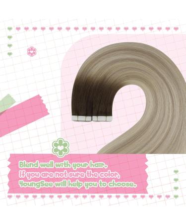 Youngsee Tape in Hair Extensions - Real Balayage 45cm | Invisible Tape Remy Real Hair 50g 20pcs - #3/8/22 for Seamless Volume & Length - Buy Online on SooperMarket.com