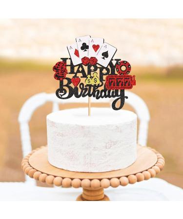 Cyodoos1PCS Casino Cake Decoration Dice Poker Chips Cupcake Cake Topper Playing Cards Vegas Theme Cupcake Toppers Decorations Poker Night Party Supplies Black - Buy Online on SooperMarket.com