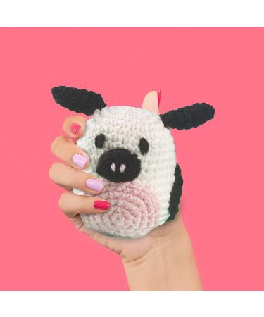 LEISURE ARTS Pudgies Animals Crochet Kit - Cow | Complete DIY Amigurumi Crochet Kit for All Ages - Buy Online on SooperMarket.com