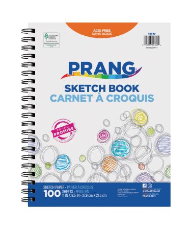 Prang (Formerly Art Street) Sketch Book, Lightweight, 11" x 8-1/2", 100 Sheets