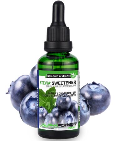 Alphapower Food |Stevia sugar -free flavor drops blueberry |100% natural liquid aroma + sugar substitute for water muesli desserts smoothies natural blueberry aroma 50.00 ml