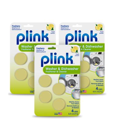 Plink Washer and Dishwasher Freshener and Cleaner Prevents Residue Removes Odors in Kitchen and Laundry Room Appliances Septic-Friendly Fresh Lemon Scent 3 Packs of 4 12 Tablets Total 1 Count (Pack of 12)