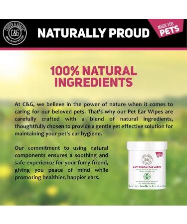Biodegradable Anti-Fungal Ear Wipes for Dogs & Cats | 100 Soothing Cleaning Wipes | Gentle & Quick Solution for Ear Wax & Itchiness - Buy Online on SooperMarket.com