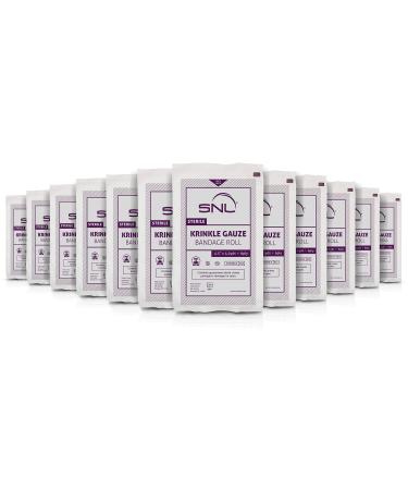 SNL Sterile Krinkle Kerlix Type 4 1/2" x 4 1/8 Yds, Latex Free, Bandage Roll - Pack of 12