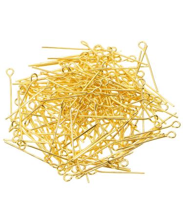Shapenty 500PCS Mini Metal Wire Eyepins Beading Small Open Eye Head Pins Needles Bulk for DIY Craft Bead Earring Pendant Necklace Bracelet Jewelry Charm Finding Making (Gold  24mm/1Inch)