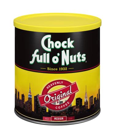 Chock Full oNuts Original Roast Ground Coffee, Medium Roast  Coffee Beans  Smooth, Full-Bodied Medium Blend with A Rich Flavor (30.5 Oz. Can) Original Roast 1.90 Pound (Pack of 1)