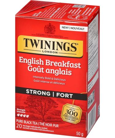 Twinings English Breakfast Extra Strong Individually Wrapped Tea Bags | Caffeinated Intensely Bold Smooth Full-Bodied Taste of Pure Black Tea | 20 Count (Pack of 6) | Enjoy Hot or Iced English Breakfast Strong 20 Count (Pack of 6) - Buy Online on SooperMarket.com