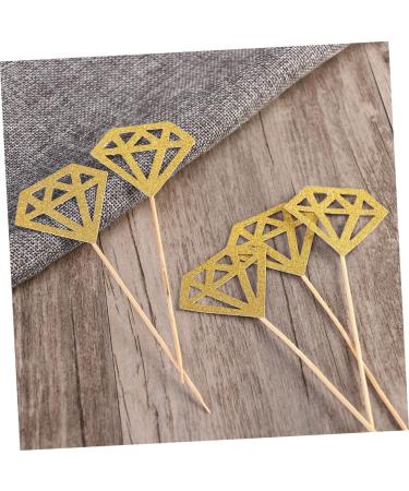 AOKWAWALIY 50pcs Wedding Decoration Diamond Shaped Cupcake Picks Cupcake Diamond Topper Cake Topper Diamond Glitter Diamond Wedding Ceremony Decorations Fruit Happy Birthday Bride Golden medium - Buy Online on SooperMarket.com