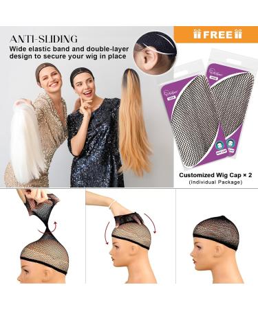 Kellynee Ombre Blonde Wig for Women - Synthetic Hair with Dark Roots | Perfect for Everyday Halloween Parties & Cosplay - Buy Online on SooperMarket.com